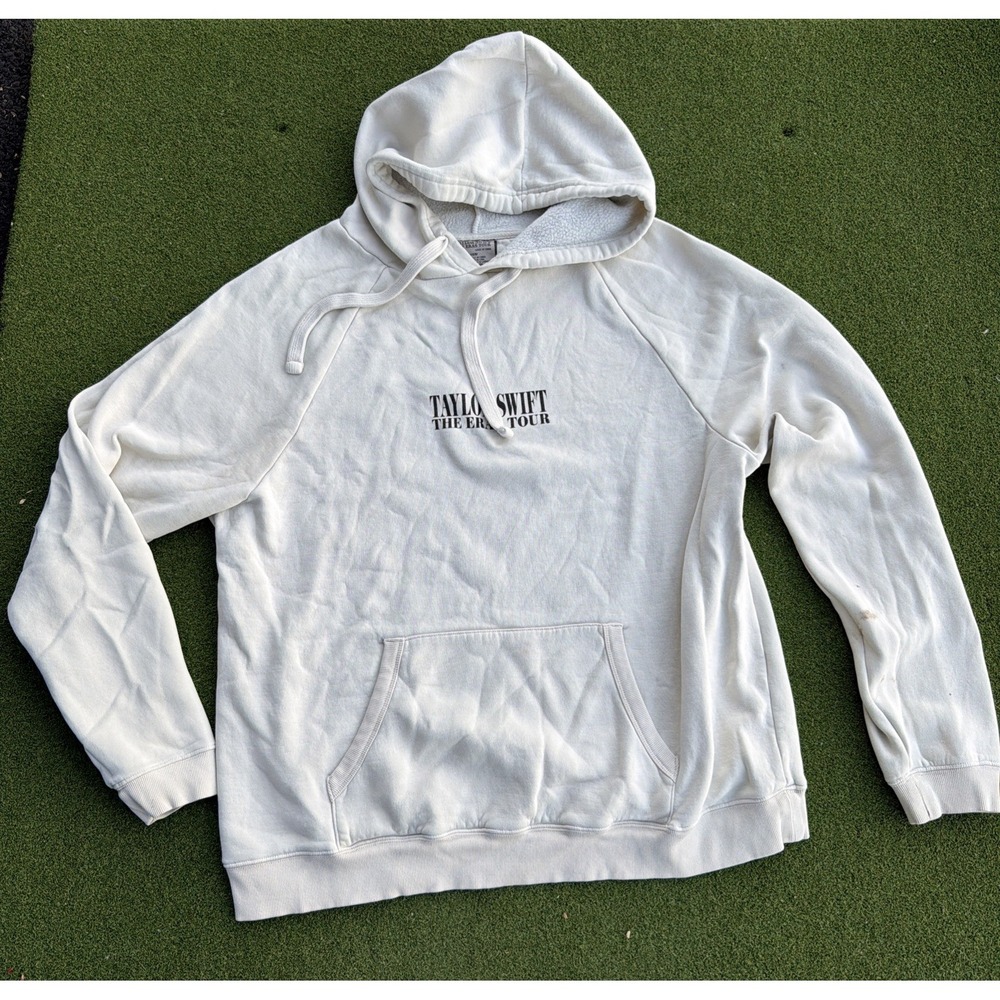 Taylor Swift Official Eras Tour Cream Hoodie Size XL Oversized Colour Graphic